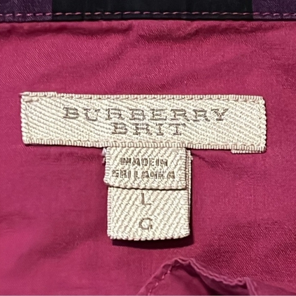 Burberry Pink/Purplish and Black Plaid Button-Down Shirt Authintic 💯✨👚 - Picture 6 of 8